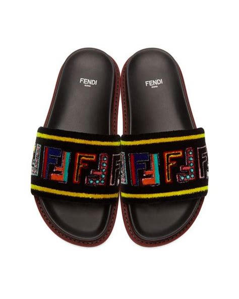 fendi multi color slides|Fendi slides for sale.